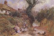 Myles Birket Foster,RWS Lane Scene at Hambleden (mk46)_ oil painting artist